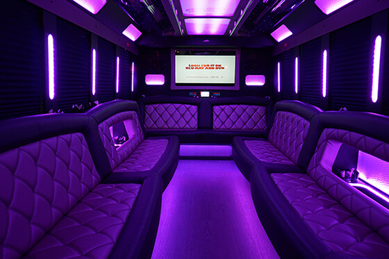 neon atmopshere on a party bus