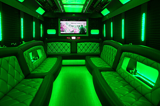 ample party bus interior